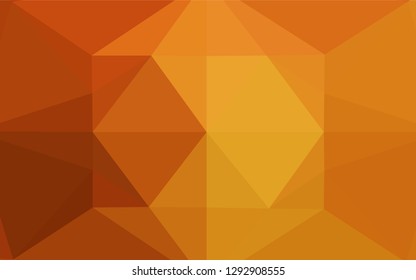 Light Yellow, Orange vector shining hexagonal pattern. Triangular geometric sample with gradient.  The textured pattern can be used for background.
