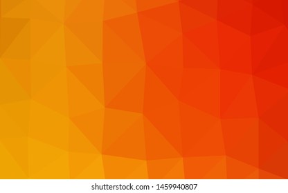 Light Yellow, Orange vector shining triangular pattern. Geometric illustration in Origami style with gradient. New texture for your design.