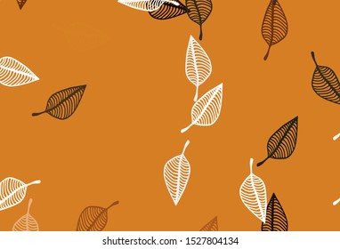 Light Yellow, Orange vector sketch cover. Shining colorful illustration with leaves in doodle style. Brand new style for your business design.