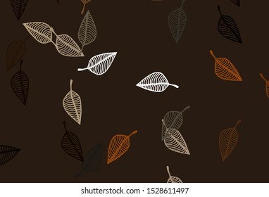 Light Yellow, Orange vector sketch layout. Sketchy doodles with colorful gradient leaves. The template for background of cell phones.