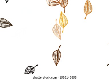 Light Yellow, Orange vector sketch cover. Shining colorful illustration with leaves in doodle style. Brand new style for your business design.