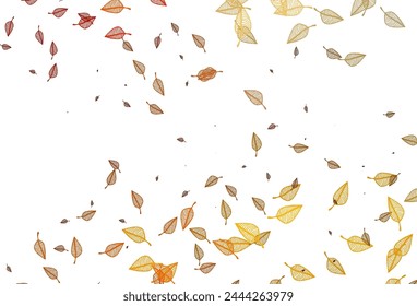 Textura de boceto de Vector naranja y amarillo claro. Ilustración colorida brillante con hojas en estilo doodle. Patrón para Fondos de pantalla y libros para colorear.