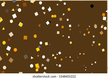 Light Yellow, Orange vector template with crystals, circles, squares. Illustration with set of colorful circles, triangles, squares. Pattern for commercials.