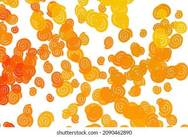 Light Yellow, Orange vector template with lines, ovals. Shining illustration, which consist of blurred lines, circles. Textured wave pattern for backgrounds.