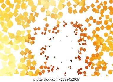 Light Yellow, Orange vector template with crystals, circles, squares. Abstract gradient illustration with circles, triangles, cubes. Template for wallpapers.