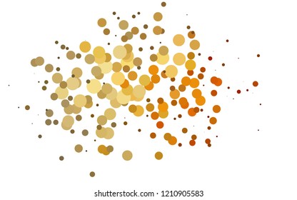 Light Yellow, Orange vector texture with disks. Blurred bubbles on abstract backdrop with colorful gradient. Template for your brand book.