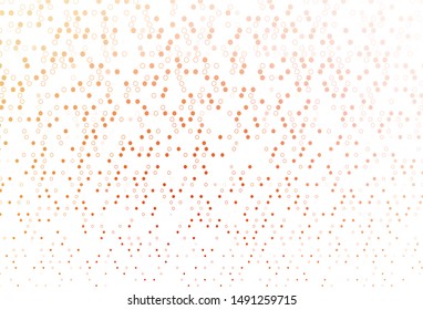 Light Yellow, Orange vector texture with disks. Glitter abstract illustration with blurred drops of rain. Pattern of water, rain drops.
