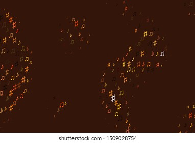 Light Yellow, Orange vector texture with musical notes. Modern abstract illustration with melody keys. Template for fasion magazines.