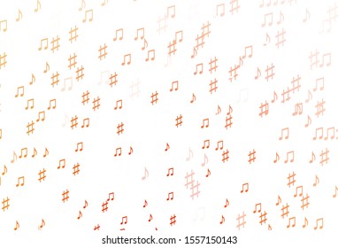Light Yellow, Orange vector texture with musical notes. Modern abstract illustration with melody keys. Pattern for school ad, booklets.