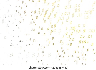 Light Yellow, Orange vector texture with musical notes. Shining illustration of colorful gradient music notes. Pattern for websites of musitians.