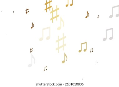 Light Yellow, Orange vector texture with musical notes. Abstract illustration with colorful symbols of melody. Pattern for festival leaflets.