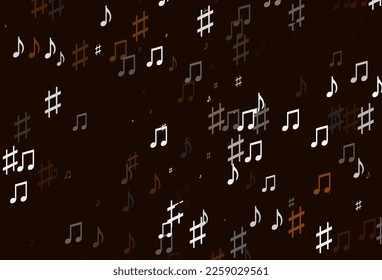 Light Yellow, Orange vector texture with musical notes. Abstract illustration with colorful symbols of melody. Pattern for websites of musitians.