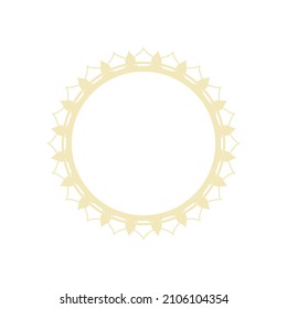 hellgelbes, kreisförmiges Muster auf weißem Hintergrund. Kartenvorlagendesign. Dekorativer Vektorrahmen.