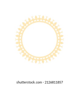 Light yellow ornamental circular pattern on white background. Card template design. Decorative vector frame.