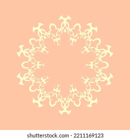 Patrón circular ornamental amarillo claro sobre fondo rojo claro. Diseño de plantilla de tarjeta. Ilustración vectorial.