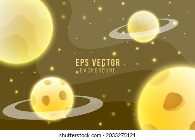 Light yellow planet galaxy backgrounds with brown background. planetary space design elements can use for poster, banner, flyer, pamphlet, leaflet, brochure, catalog, web, site, website, presentation