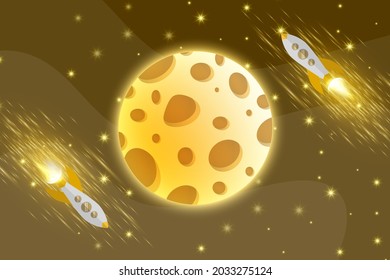 Light yellow planet galaxy backgrounds with brown background. planetary space design elements can use for poster, banner, flyer, pamphlet, leaflet, brochure, catalog, web, site, website, presentation