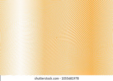 Light yellow polka dot halftone pattern. Gradient dots background. Modern vector illustration. Abstract curves. Points backdrop. Dotted spotted pattern. Monochrome design template
