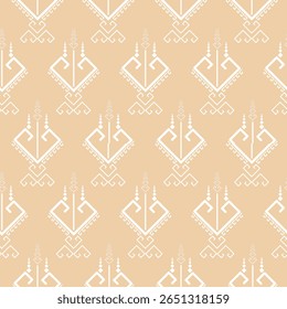 Light Yellow Seamless Pattern of Geometry Native American Indian Navajo Aztec Ethnic Traditional Decoration Textile Abstract 