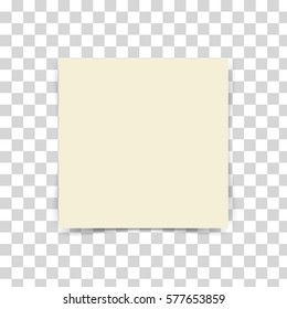 Light yellow sticky note isolated on a transparent background. Vector, eps10.