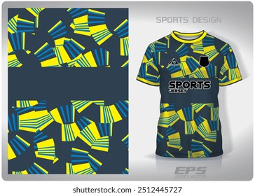 Light yellow teal green circle pattern design, illustration, textile background for sports t-shirt, football jersey shirt mockup for football club. consistent front view
