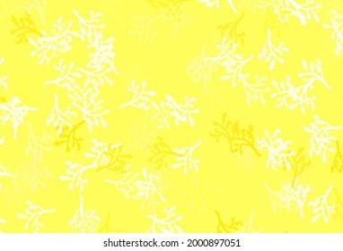 Diseño abstracto del vector amarillo claro con sakura. Ilustración colorida en estilo doodle con hojas, ramas. Patrón colorido para los libros infantiles.