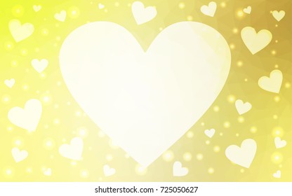 Light Yellow vector abstract glitter heart shape on white background in love concept for valentine's day with sweet and romantic moment. Polygonal design for your business.