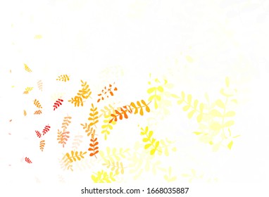 Light Yellow vector abstract pattern with leaves. Shining colored illustration with leaves in doodle style. The best design for your business.