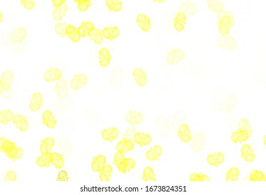 Light Yellow vector abstract pattern with flowers. Glitter abstract illustration with flowers. Hand painted design for web, wrapping.