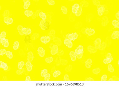 Light Yellow vector abstract pattern with flowers. Glitter abstract illustration with flowers. Hand painted design for web, wrapping.