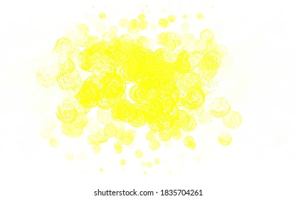 Light Yellow vector abstract pattern with roses. Sketchy doodle flowers on white background. Elegant pattern for your brand book.