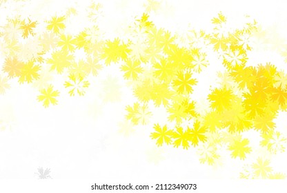 Light Yellow vector abstract pattern with flowers. Flowers in natural style on white background. Template for backgrounds of cell phones.