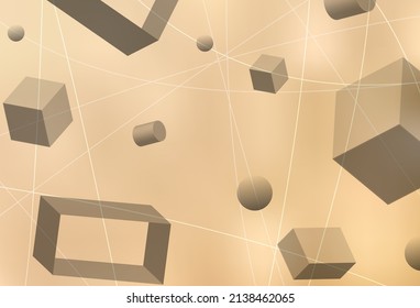 Light Yellow vector backdrop with 3D cubes, cylinders, spheres, rectangles. Colorful illustration with geometric design. Elegant design for wallpapers.