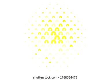 Light Yellow vector backdrop with rainbows, clouds. Illustration with isolated signs of rainbow. Design for support events.