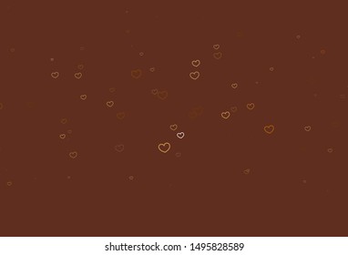 Light Yellow vector backdrop with sweet hearts. Beautiful colored illustration with hearts in celebration style. Template for Valentine's greeting postcards.