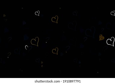Light Yellow vector backdrop with sweet hearts. Decorative design with hearts in simple style . Template for Valentine's greeting postcards.