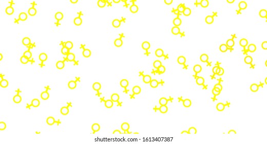 Light Yellow vector backdrop with woman's power symbols. Abstract illustration with a depiction of women's power. Design for International Women’s Day.