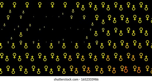 Light Yellow vector backdrop with woman's power symbols. Colorful feminism symbols with a gradient in modern style. Simple design for your web site.