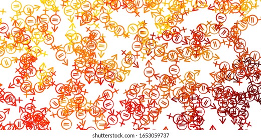 Hellgelbe Vektorillustration mit Frauensymbolen. Einfaches Design im abstrakten Stil mit Frauenrechtsaktivismus. Hintergrund für den Internationalen Frauentag.