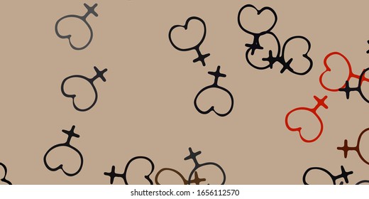 Light Yellow vector backdrop with woman's power symbols. Simple design in abstract style with women’s rights activism. Simple design for your web site.
