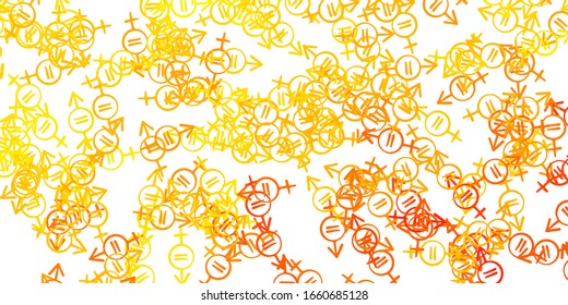 Light Yellow vector backdrop with woman's power symbols. Simple design in abstract style with women’s rights activism. Best design to show the power of women.