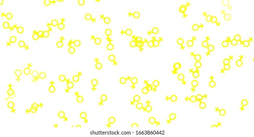 Light Yellow vector backdrop with woman's power symbols. Abstract illustration with a depiction of women's power. Design for International Women’s Day.