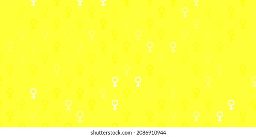 Light Yellow vector backdrop with women power symbols. Colorful illustration with gradient feminism shapes. Elegant design for wallpapers.