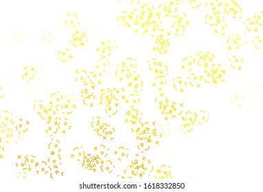 Light Yellow vector background with arithmetic signs. Abstract illustration with colored algebra signs. Pattern for ad, booklets, leaflets of education.