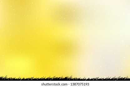 Light Yellow vector background with astronomical stars. Glitter abstract illustration with colorful cosmic stars. Best design for your ad, poster, banner.