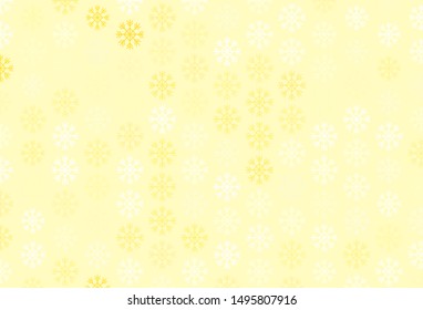 Light Yellow vector background with beautiful snowflakes. Shining colorful illustration with snow in christmas style. Pattern for new year websites.