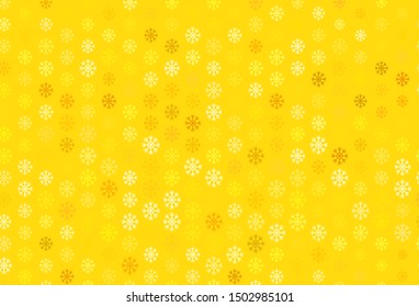 Light Yellow vector background with beautiful snowflakes. Colorful decorative design in xmas style with snow. Pattern for new year leaflets.