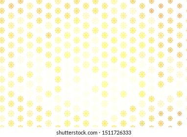 Light Yellow vector background with beautiful snowflakes. Colorful decorative design in xmas style with snow. Pattern for new year leaflets.