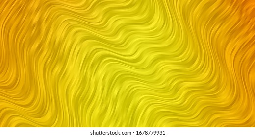 hellgelber Vektorhintergrund mit verbogenen Linien. Farbige geometrische Probe mit Farbverlauf-Kurven. Muster für Werbung, Werbung.