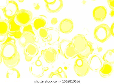 Light Yellow vector background with bubbles. Blurred bubbles on abstract background with colorful gradient. Design for poster, banner of websites.